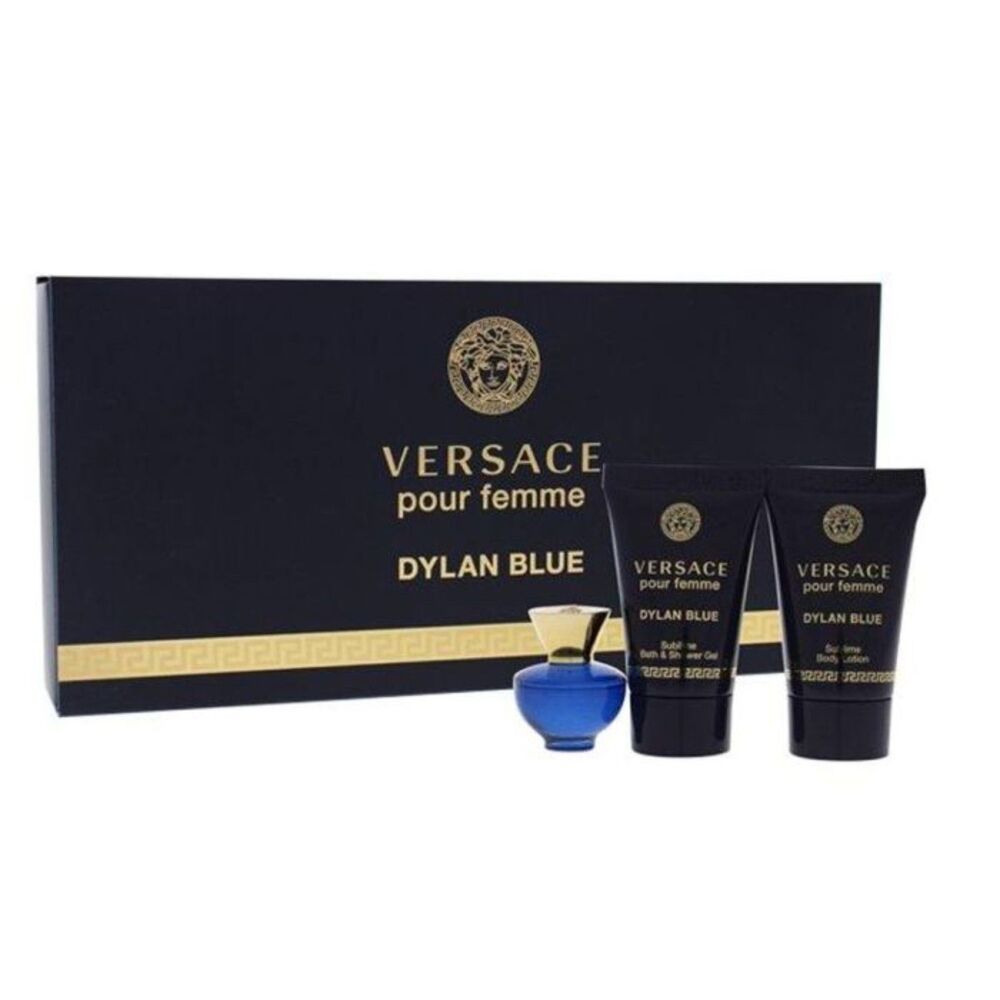 Versace Dylan Blue Pour Femme Mini Perfume Bath Shower Gel Gift Set 3 Piece